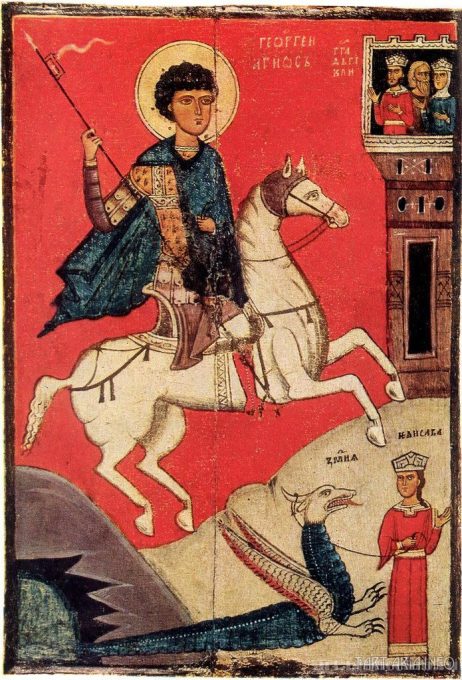 Рис. 3. Георгий Победоносец. Новгородская икона XIV в. неизвестного автора